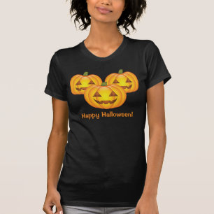 Three Cute Pumpkins With Happy Halloween Text T-Shirt