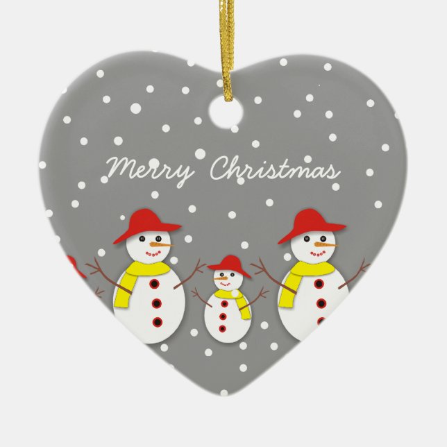 Three cute snowmen custom Christmas ornament (Front)