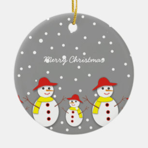 Three cute snowmen custom Christmas ornament