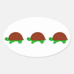 Three Cute turtles Oval Sticker