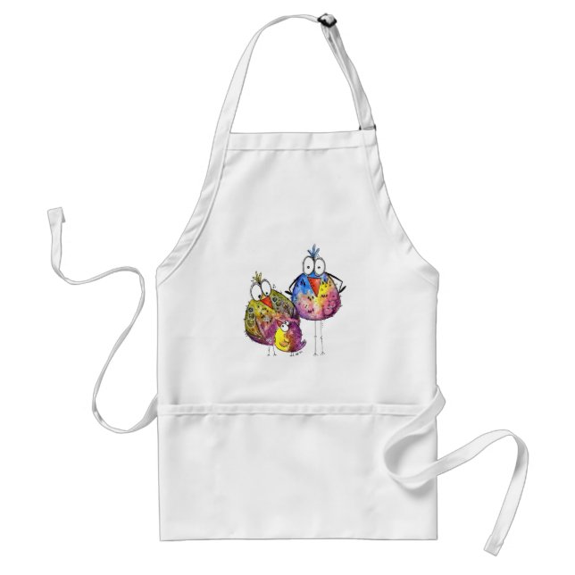 Three Cute Whimsical Colourful Birds Standard Apron (Front)