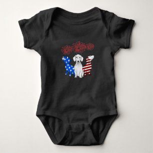 Three Dachshunds American Flag Colour 4Th Of July Baby Bodysuit