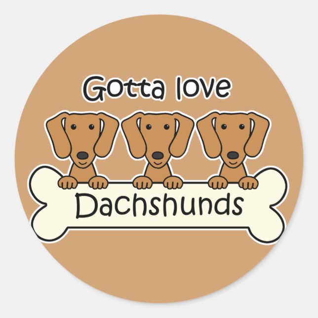 Three Dachshunds Classic Round Sticker (Front)