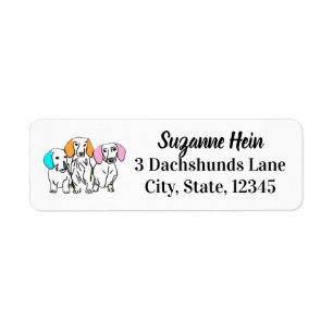 Three Dachshunds Pastel Ears Doodle Return Address Label