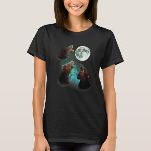 Three Dachsunds Howl At Moon 3 Wolfs Wolves Funny T-Shirt