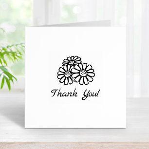 Three Daisies Thank You 1x1 Rubber Stamp