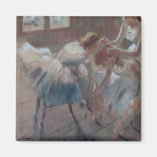 Three Dancers Preparing for Class Magnet