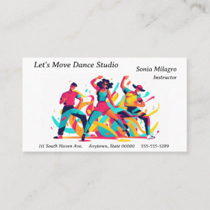 Three dancers with festive, upbeat colours business card