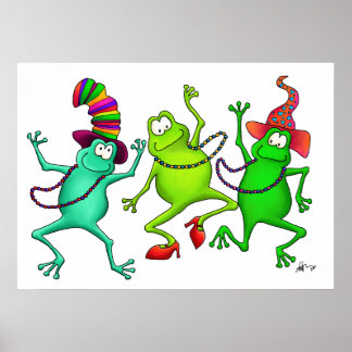 Three Dancing Frogs Art Print Poster