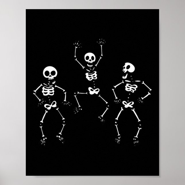 Three Dancing Funny Skeletons Halloween  Poster (Front)
