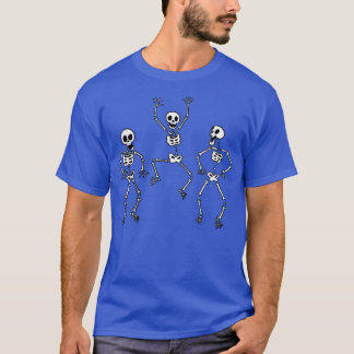 Three Dancing Funny Skeletons Halloween  T-Shirt