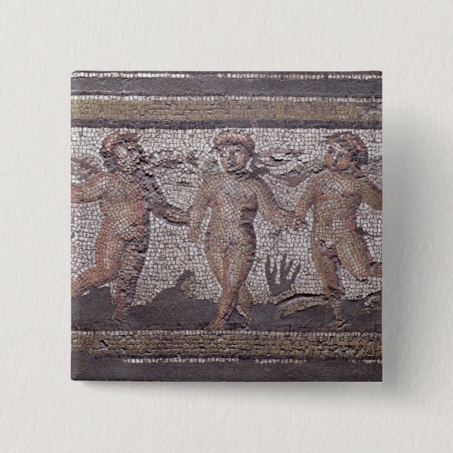 Three dancing putti accompanied by one playing the 15 cm square badge (Front)