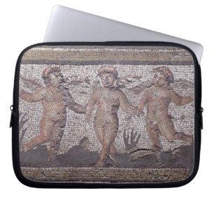 Three dancing putti accompanied by one playing the laptop sleeve