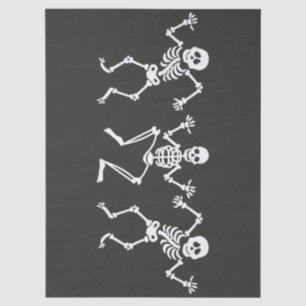 Three Dancing Skeletons Black & White Decoupage Tissue Paper