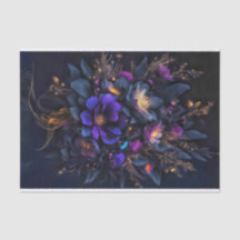 Three dark flowers sprinkled with golden sparks