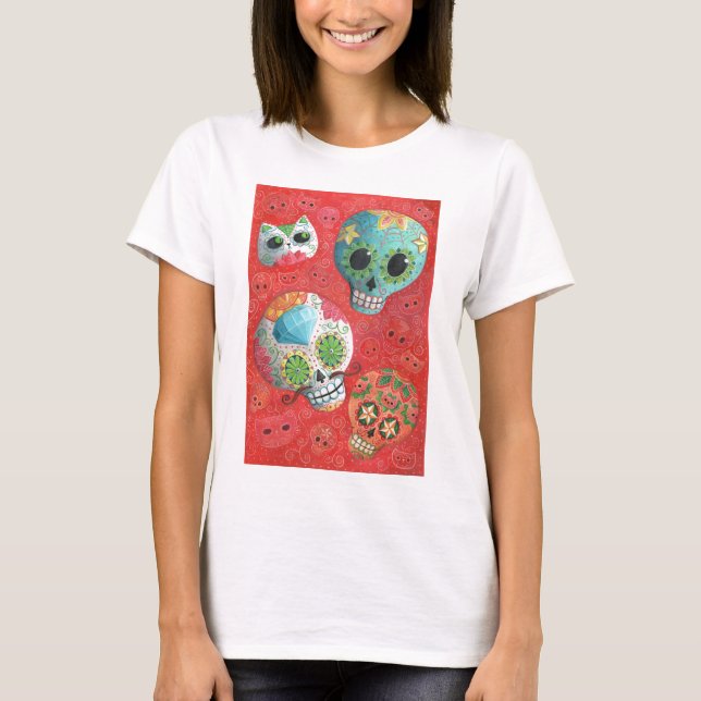 Three Day of The Dead Skulls T-Shirt (Front)
