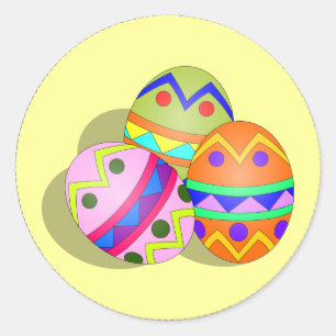 Three Decorated Easter Eggs, custom design Classic Round Sticker