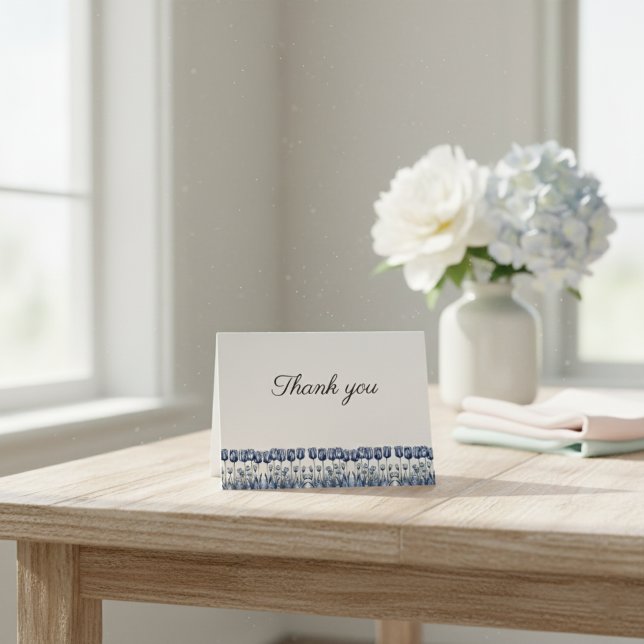 Three Delft Blue Tulips Thank You Card (Creator Uploaded)