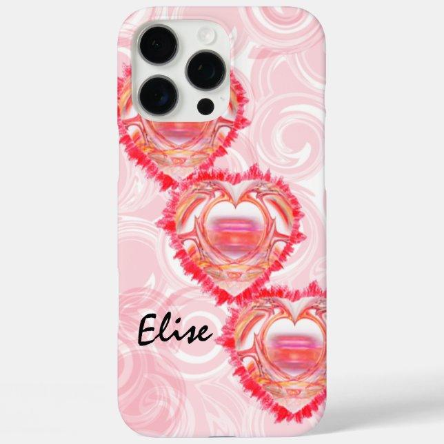 Three Diagonal Stacked Tattered Hearts Custom Case-Mate iPhone Case (Back)
