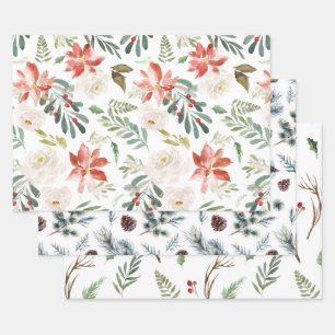 Three different Christmas pattern Wrapping Paper Sheet
