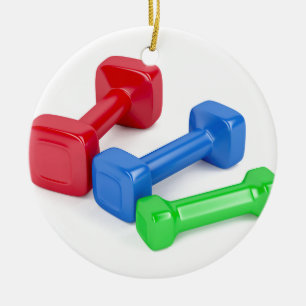Three different dumbbells ceramic ornament