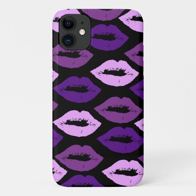 Three Different Purple Lip Shades Pattern Case-Mate iPhone Case (Back)
