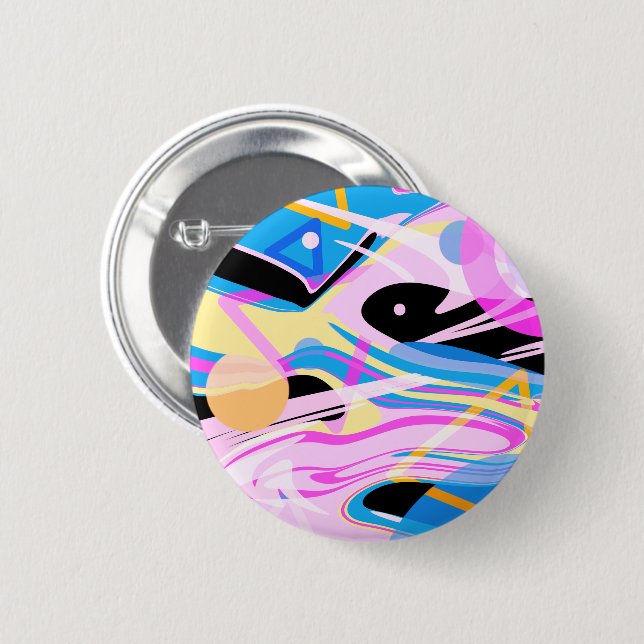 Three Dimensional Geometric Abstract Painting 6 Cm Round Badge (Front & Back)