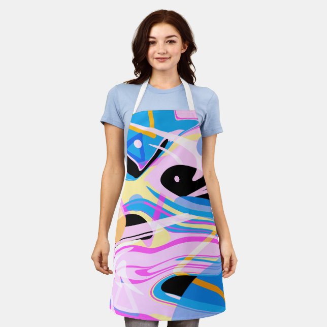Three Dimensional Geometric Abstract Painting Apron (Worn)