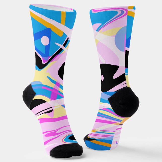 Three Dimensional Geometric Abstract Painting Socks (Angled)