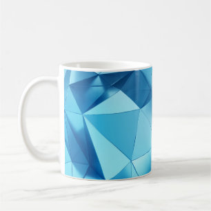 Three-dimensional geometric, metal blue background coffee mug