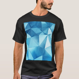Three-dimensional geometric, metal blue background T-Shirt