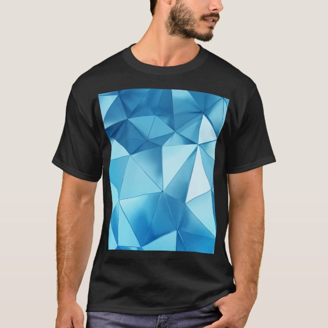 Three-dimensional geometric, metal blue background T-Shirt (Front)