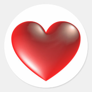 Three Dimensional Style Heart Symbol Red Classic Round Sticker