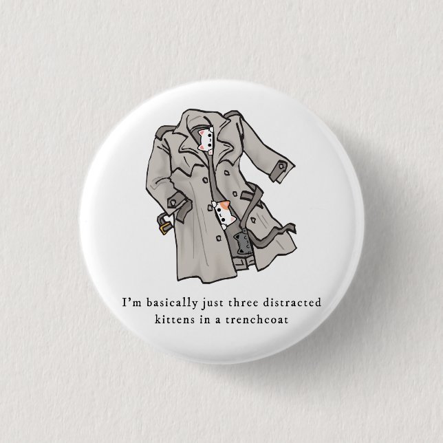 Three Distracted Kittens in a Trenchcoat Button (Front)