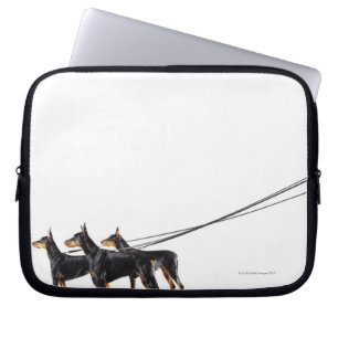 Three Dobermans on leash Laptop Sleeve