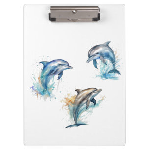 three dolphins jumping out of the water clipboard