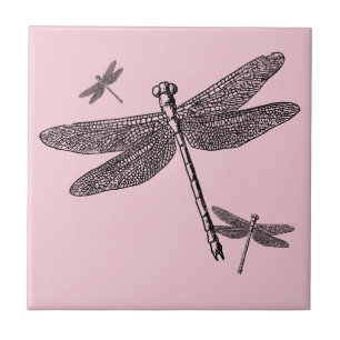 Three Dragonflies Ceramic Tile