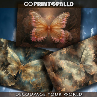 Three dreamy abstract butterflies -  wrapping paper sheet