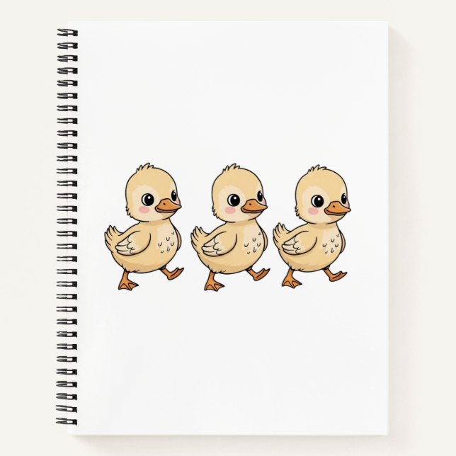 Three Ducklings Walking in a Row – Cute Notebook (Front)