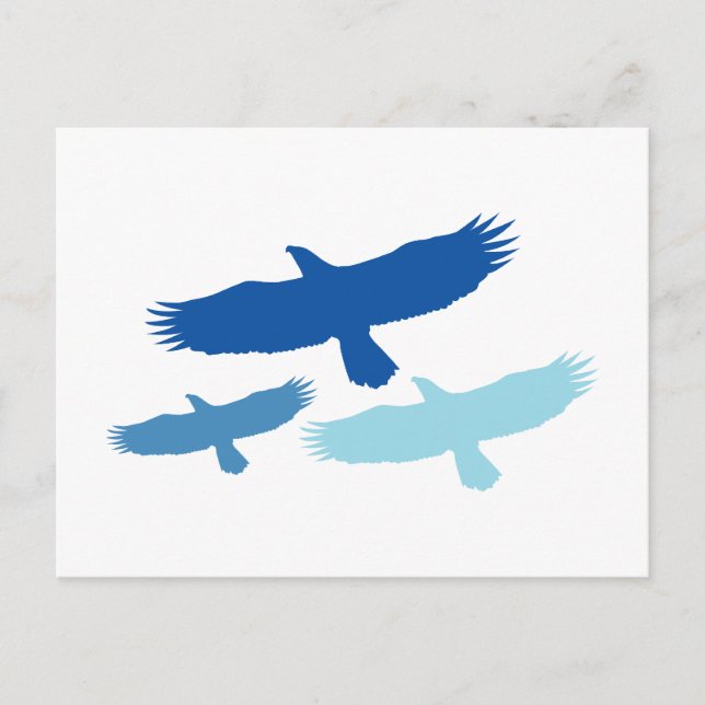 Three Eagles Flying (Blue) Postcard (Front)