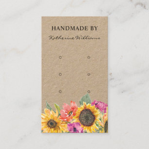 Three Earring Display Card Sunflower Floral