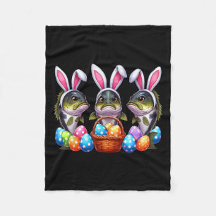 Three Easter Bunny Byb Fishes Hunting Eggs Sket Co Fleece Blanket