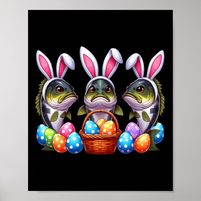 Three Easter Bunny Byb Fishes Hunting Eggs Sket Co Poster (Front)