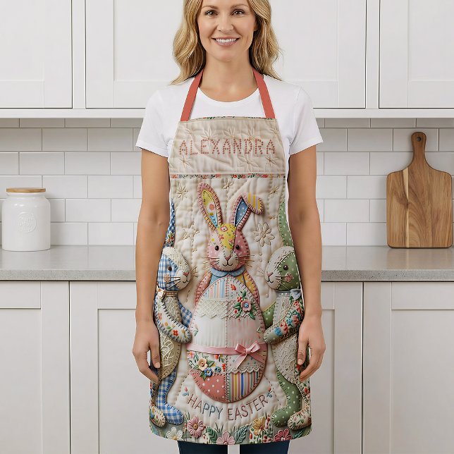 Three Easter Bunny Quilted Look Apron (Creator Uploaded)