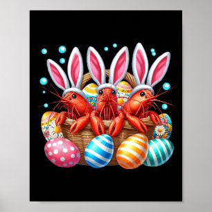 Three Easter Bunny Shrimps Hunting Eggs Bysket Col Poster