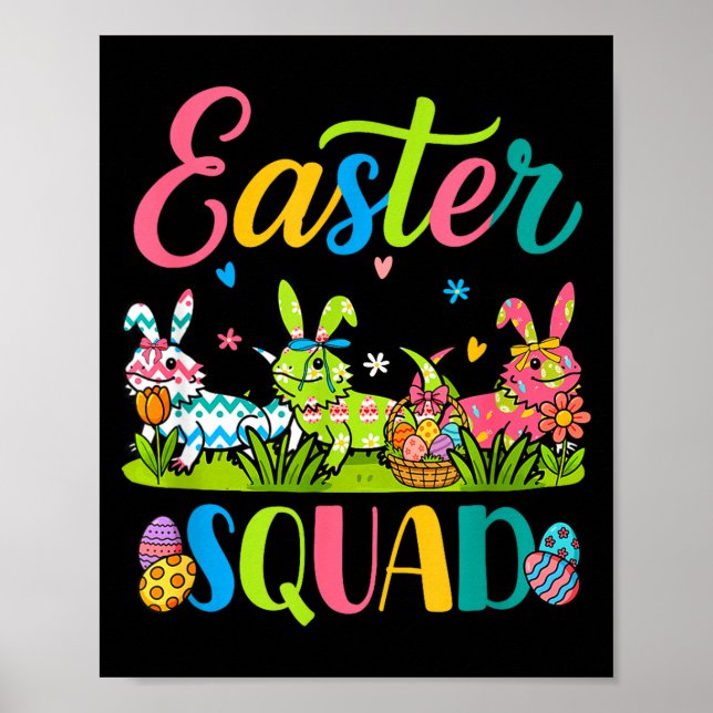 Three Easter Squad Colorful Bunny Bearded Poster (Front)