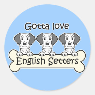Three English Setters Classic Round Sticker