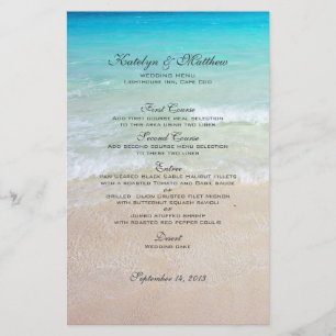 Three Entree Custom Beach Wedding Menu