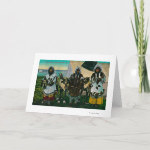 Three Eskimo Beauties and Sled ReindeerState Holiday Card