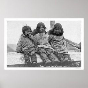 Three Eskimo Children Nome 1908 Poster